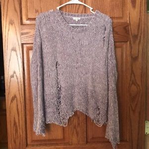Gray chenille destroyed sweater